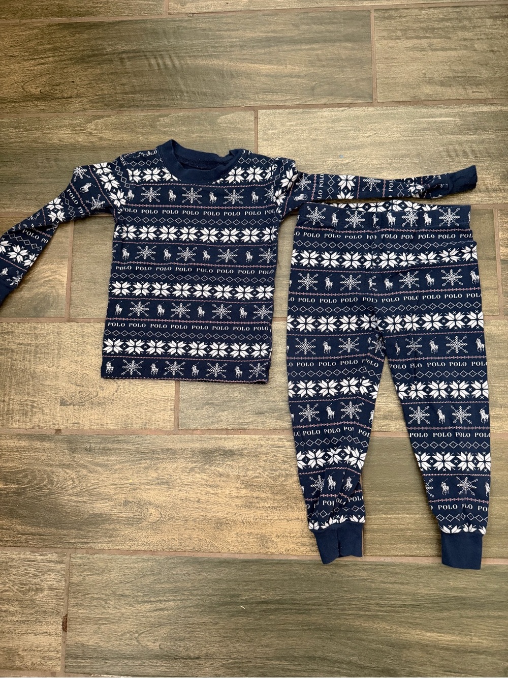 Polo by Ralph Lauren Navy and White Snowflake Kids Pajama Set